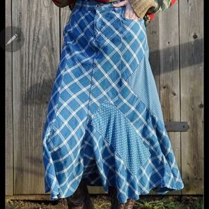 Lauren Ralph Lauren Checkered Blue Maxi Skirt